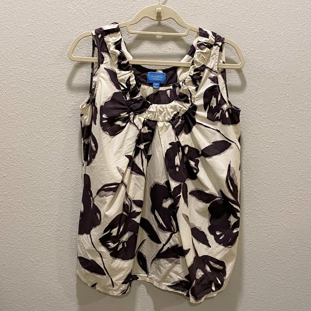 SIMPLY VERA BY VERA WANG Floral Tank Black & Ivory